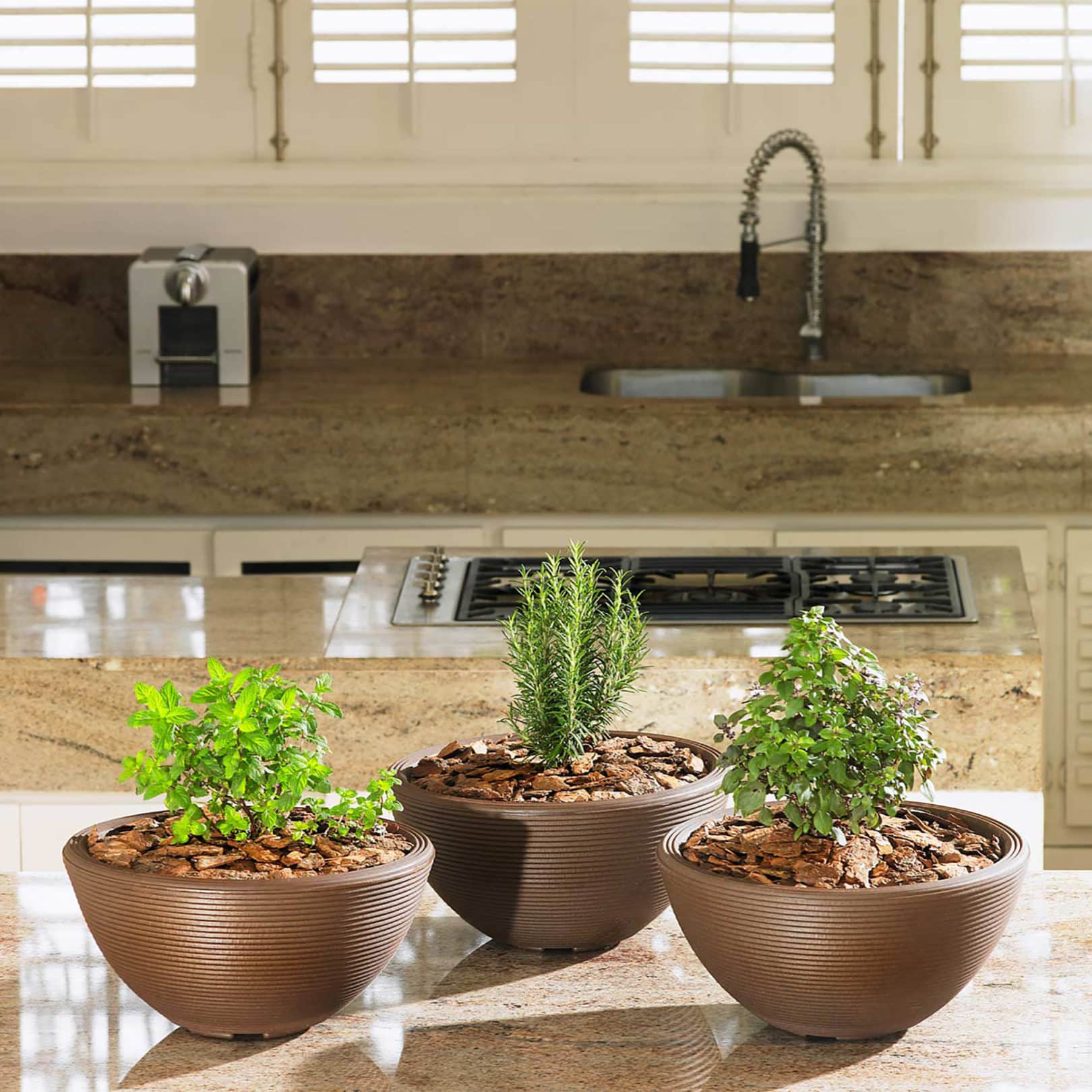 Kitchen Counter with small Delano Planters
