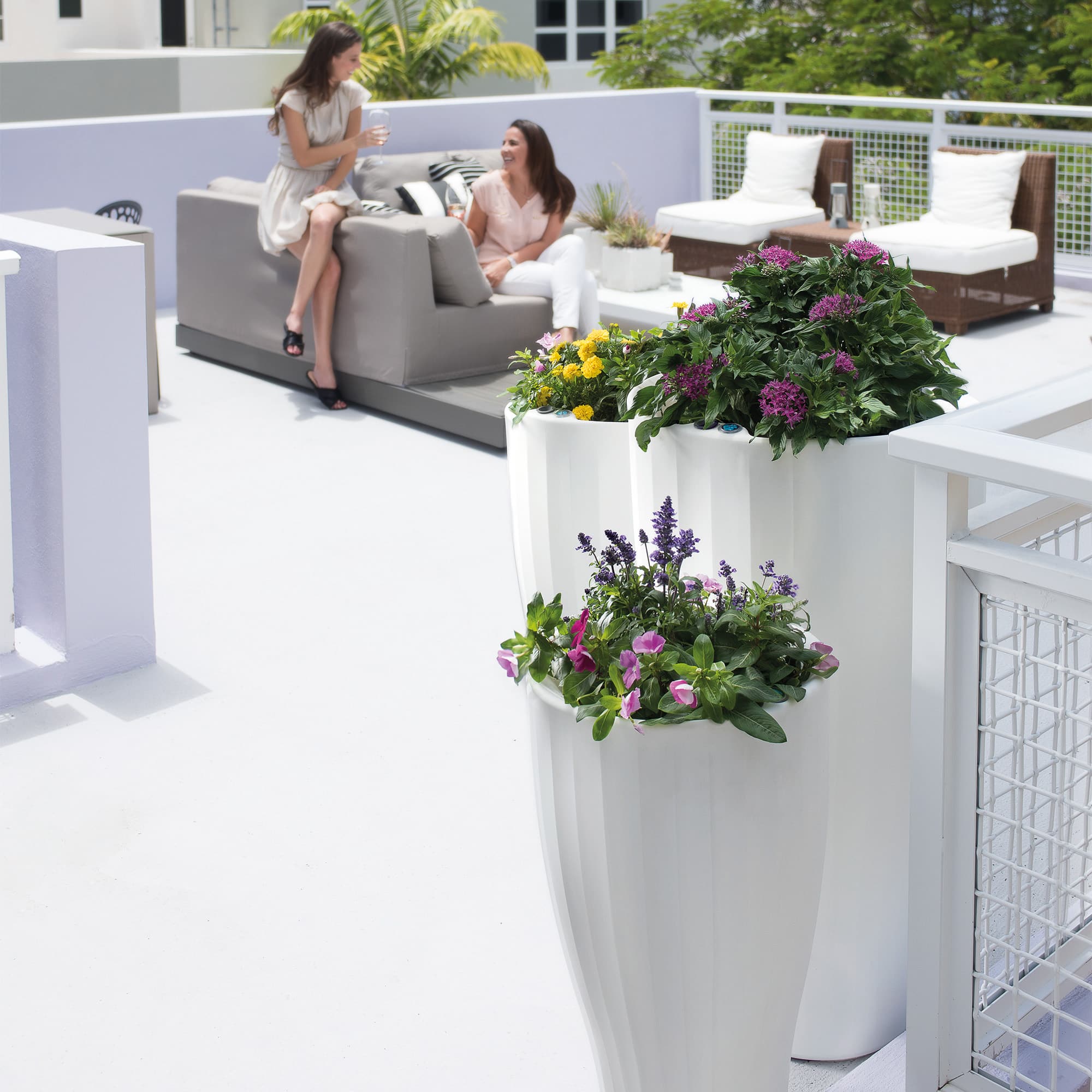 White Tall Trudop Planter